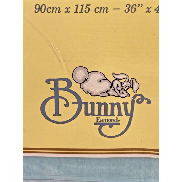 Vintage Bunny Esmond Dreamweaver Acrylic Baby Security Blanket Blue Satin Edge - Picture 4 of 11